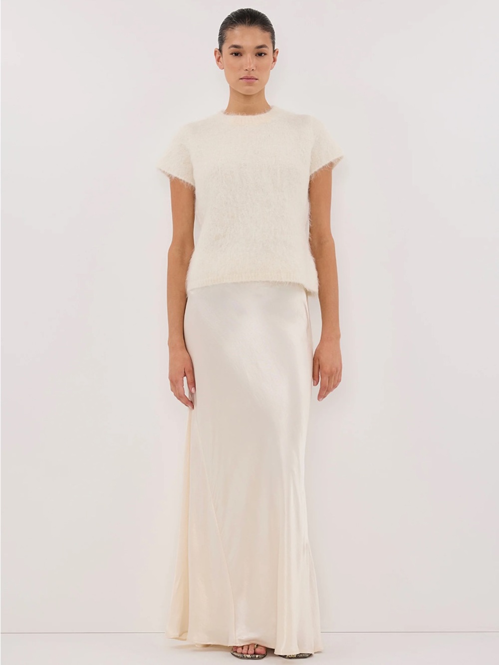 DISSH Charli Cream Satin Maxi Skirt - Size 4
